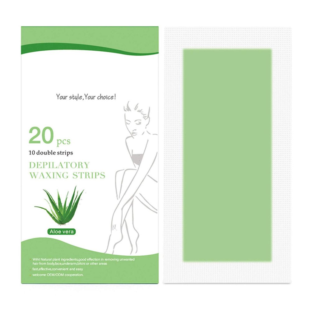 20Pcs Double Sided Disposable Lip Arm Paper Strips Stickers Hair Removal Depilation Tools - Aloe*
