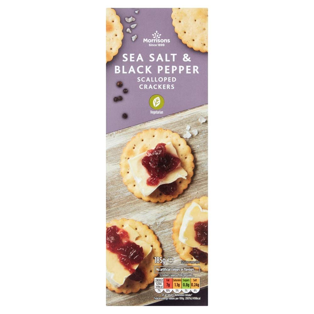 Morrisons Scalloped Cracked Black Pepper Crackers, 185 g x 8 Cheese,Black Pepper