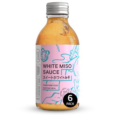 White Miso Sauce for Cooking & Seasoning | Non-GMO & No Added Sugar | No Palm Oil | Gluten-Free, Nut-Free, Vegan | 200ml x 6 Recycled Glass Bottles | NOJ White Miso Sauce