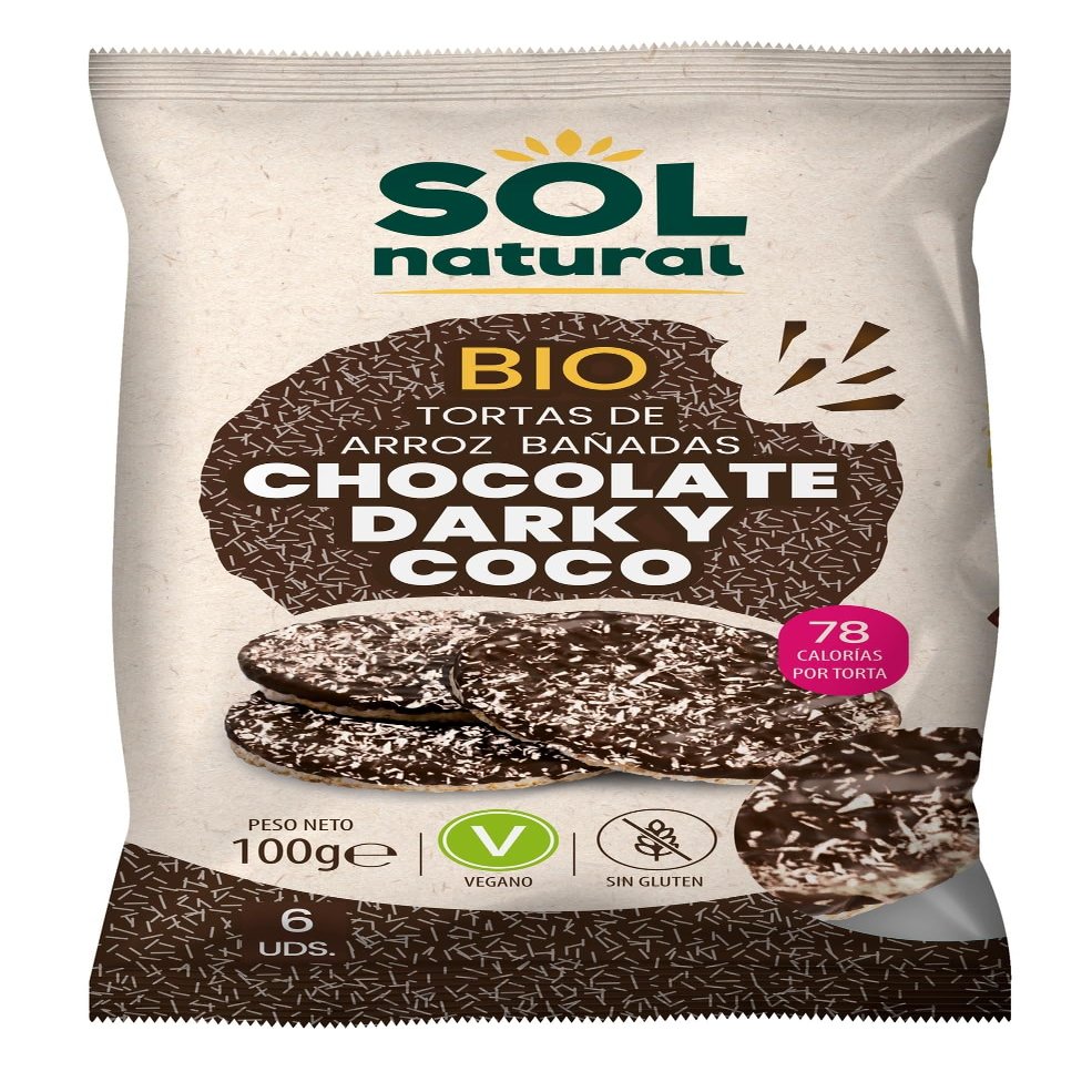 Rice Cakes with Dark Chocolate and Coconut Gluten-Free Vegan Bio 100 g (Chocolate - Coconut)