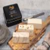 Mughe Gourmet Halvah Assortment 1.88lb (850g) Tin Gift Box - 3 Delicious Vegan Marble Tahini Halvah Bars Pistachio, Cocoa, Vanilla -Flaky Turkish Halawa Gifts- Perfect Gifts for Birthdays, Fathers Day view 3