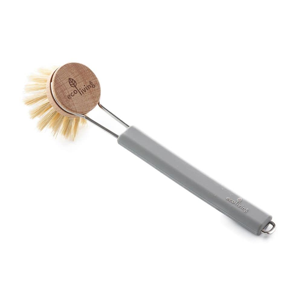 EcoLiving Non-Scratch Dish Brush (FSC Certified) - Cruelty-Free, Eco-Friendly, Biodegradable - Made With Sustainable Materials - Tough Washing Up Brush (Grey)