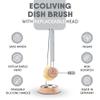 EcoLiving Non-Scratch Dish Brush (FSC Certified) - Cruelty-Free, Eco-Friendly, Biodegradable - Made With Sustainable Materials - Tough Washing Up Brush (Grey) view 2