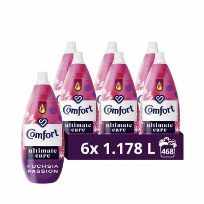 Comfort Ultimate Care Fuchsia Passion Ultra-Concentrated Fabric Conditioner 468 Washes for Complete Clothes Protection (6 x 1.178 L)