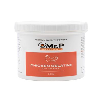 Mr.P Ingredients Chicken Gelatine 250g 300 Bloom Powder Stabiliser Gelling Aerating Agent Instant Gluten Free Non-GMO (Recyclable Pot)