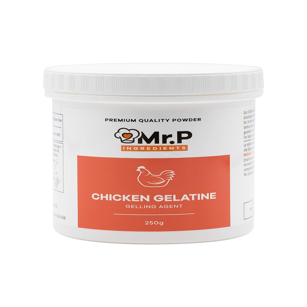 Mr.P Ingredients Chicken Gelatine 250g 300 Bloom Powder Stabiliser Gelling Aerating Agent Instant Gluten Free Non-GMO (Recyclable Pot)