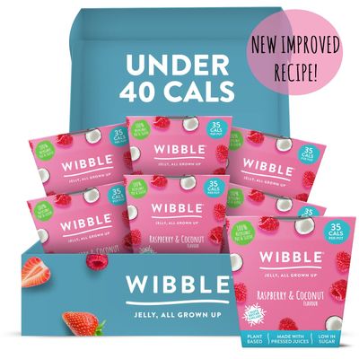 Wibble Vegan Jelly Pots, With Pressed Raspberry Juice, Plant Based, Low Calorie, Low Sugar, Natural, Raspberry and Coconut Pack of 6 x 150g