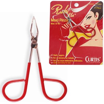 PROFESSIONAL Salon TWEEZERS with Easy Scissor Handle, The BEST PRECISION EYEBROW TWEEZERS Men/Women; PORTABLE Beauty Tools for Facial Hair, Ingrown Hair, Blackhead; Red 57RC; MADE IN MEXICO