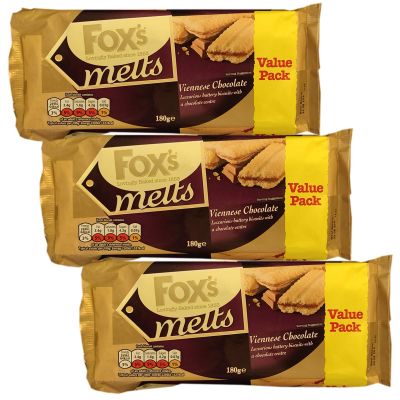 Foxs Viennese | Fox's Viennese Chocolate Melts 180g | Foxes Melts Viennese Chocolate | Favourite Biscuits Multipacks 3 Packs
