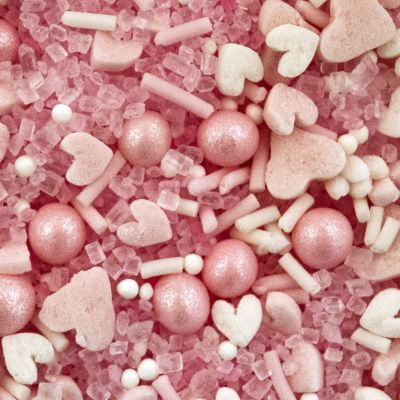 Mothers Day Sprinkles | Edible Cake Decorations | Mix of Baby Pink Hearts, Pearls, Strands, Mini Hearts, Shimmer Sugar & White Strands & 100's & 1000's | Marvellous Mum Sprinkles | 1kg BA103785