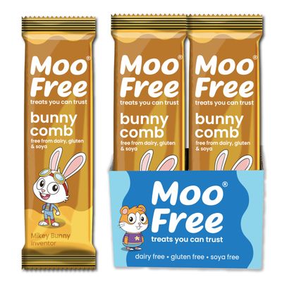 20 x Moo Free Bunnycomb Mini Bars - Dairy Free Vegan Milk Chocolate (20g)