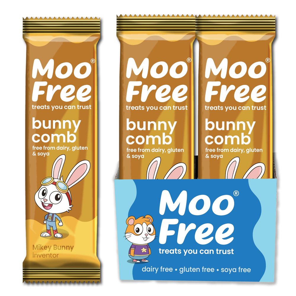 20 x Moo Free Bunnycomb Mini Bars - Dairy Free Vegan Milk Chocolate (20g)