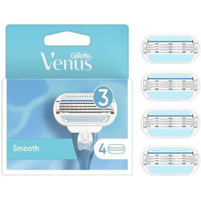 Gillette Venus 3-Blade Women's Razor Blades, 4 Pack - Durable, Close Shave, Comfort Cushion, Fits Most Venus Handles