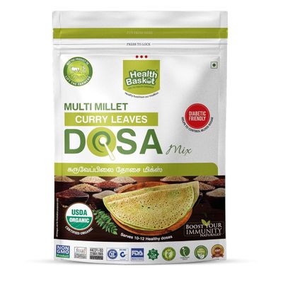Aha Bazar Multi-Millet Curryleaf Dosa Mix, No Added Preservatives, No Artificial Colour Or Flavours - 300 g (Pack of 1)