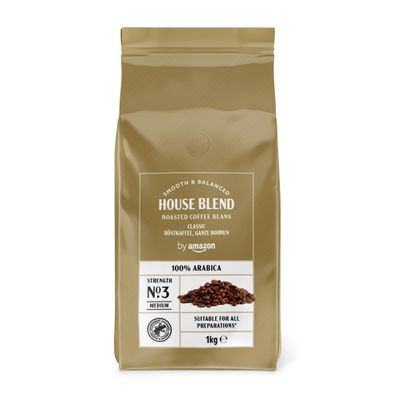 by Amazon House Blend Coffee Beans, Medium Roast, 1kg, Rainforest Alliance Certified