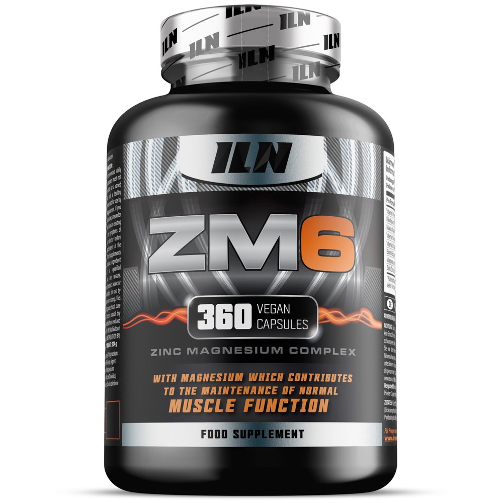 ZM6 - High Strength Zinc Magnesium Supplement for Men and Women - Zinc and Magnesium Tablets for Normal Muscle Function (360 Vegan Capsules)