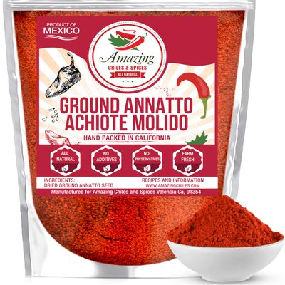 Achiote Powder Ground Annatto Seeds 4oz Great for Adding Color and Mild Flavor in Soup, Stews, Meats and Mexican Recipes