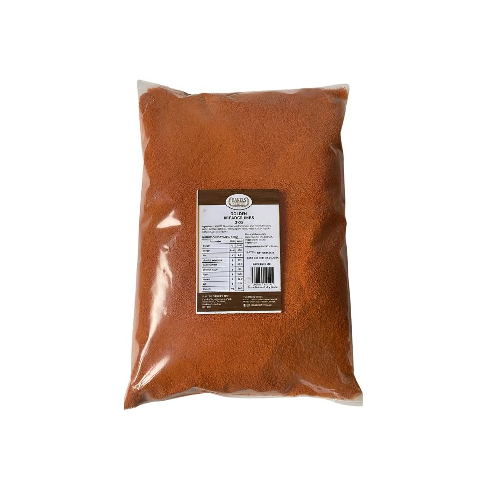 Bakers Street Golden Bread Crumbs 3kg Packet Ideal for Coating Fish, Poultry, Meat, and Vegetables - Perfect for Sprinkling Over Baked or Grilled Dishes for a Crunchy Topping