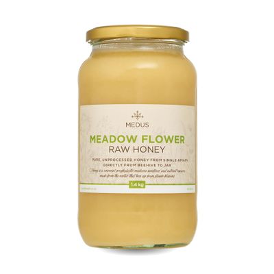 Earthbreath Meadow Flower Raw Honey - 1.4kg - Pure, Unpasteurised and Unfiltered - From Single Apiary - Healthy Natural Sweetener for Cooking, Coffee, Tea, Juice, Drinks