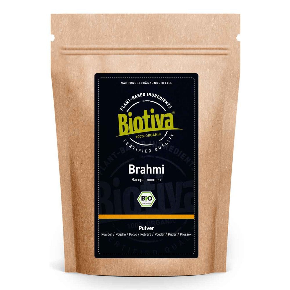 Biotiva Brahmi Powder Organic - 100g - Bacopa Monnieri - Herb of Grace - Vegan - Ayurveda - garantueed Without additives - Packed in Germany (DE-ECO-005)