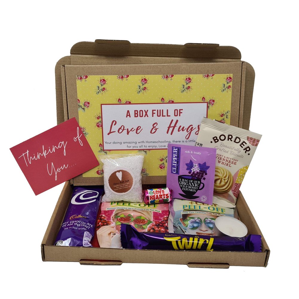 Personalised Pamper Treat Box Letterbox Gift Box Hug in a Box - You got this, Anxiety Worry Take a break - Lockdown - Personalised for Various Occasions (Yellow Floral - Thinking of you)