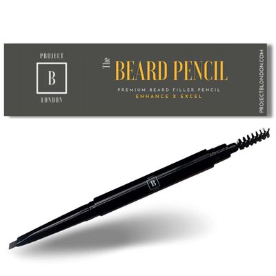 PROJECT B - Beard Filler Pencil Pen - Define Enhance Fill Beard Facial Hair Moustache - Natural Finish - Water Sweat Proof- Black -Brown (BLACK)