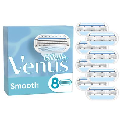 Venus Smooth, Women's Razor Blades, Gentle Skin Protection, 8 Refill Blades [OFFICIAL]