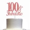 Fabulous & 100 Rose Gold Glitter Cake Topper, 100th Birthday Party Decorations Ideas, Premium Quality Decoration, Sturdy Doubled Sided Glitter, Acrylic Stick. Made in USA