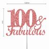 Fabulous & 100 Rose Gold Glitter Cake Topper, 100th Birthday Party Decorations Ideas, Premium Quality Decoration, Sturdy Doubled Sided Glitter, Acrylic Stick. Made in USA view 2
