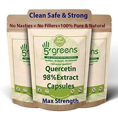 Quercetin 500mg Capsules 98% Extract 120 Vegetarian Capsules, 100% Natural - NO Chemicals or SYNTHEIC FILLERS OR Binders