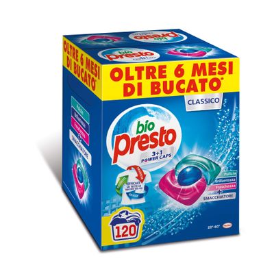 Bio Presto Power Caps Classic, Predosed Washing Machine Detergent in Capsules, 2 Packs of 60 Washes (120 Washes)