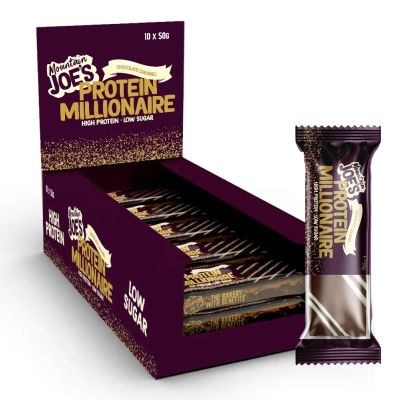 Mountain Joes On-the-Go Protein Millionaire Bar | High Protein & Fibre, Low Sugar Bar with 13.5g Protein | Nutritional & Healthy Gym Snack Bar | Box of 10 x 50g (Box, Chocolate Caramel)