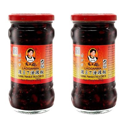 Laoganma Kohlrabi, Peanuts & Tofu in Chilli Oil 280g (pack of 2)