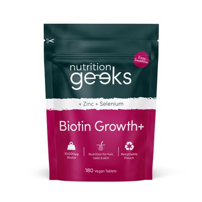 Biotin Hair Growth Supplement - 180 Vegan Tablets Enhanced with Zinc & Selenium, Hair Vitamins Complex - Biotin 10000 mcg - Hair Skin and Nails Vitamins for Women & Men UK (Packaging Design May Vary)