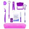 HRASY Portable Orthodontic Oral Care Kit for Braces - Interdental Brush Dental Wax Dental Floss Toothbrush Cleaning Kit(Purple) view 1