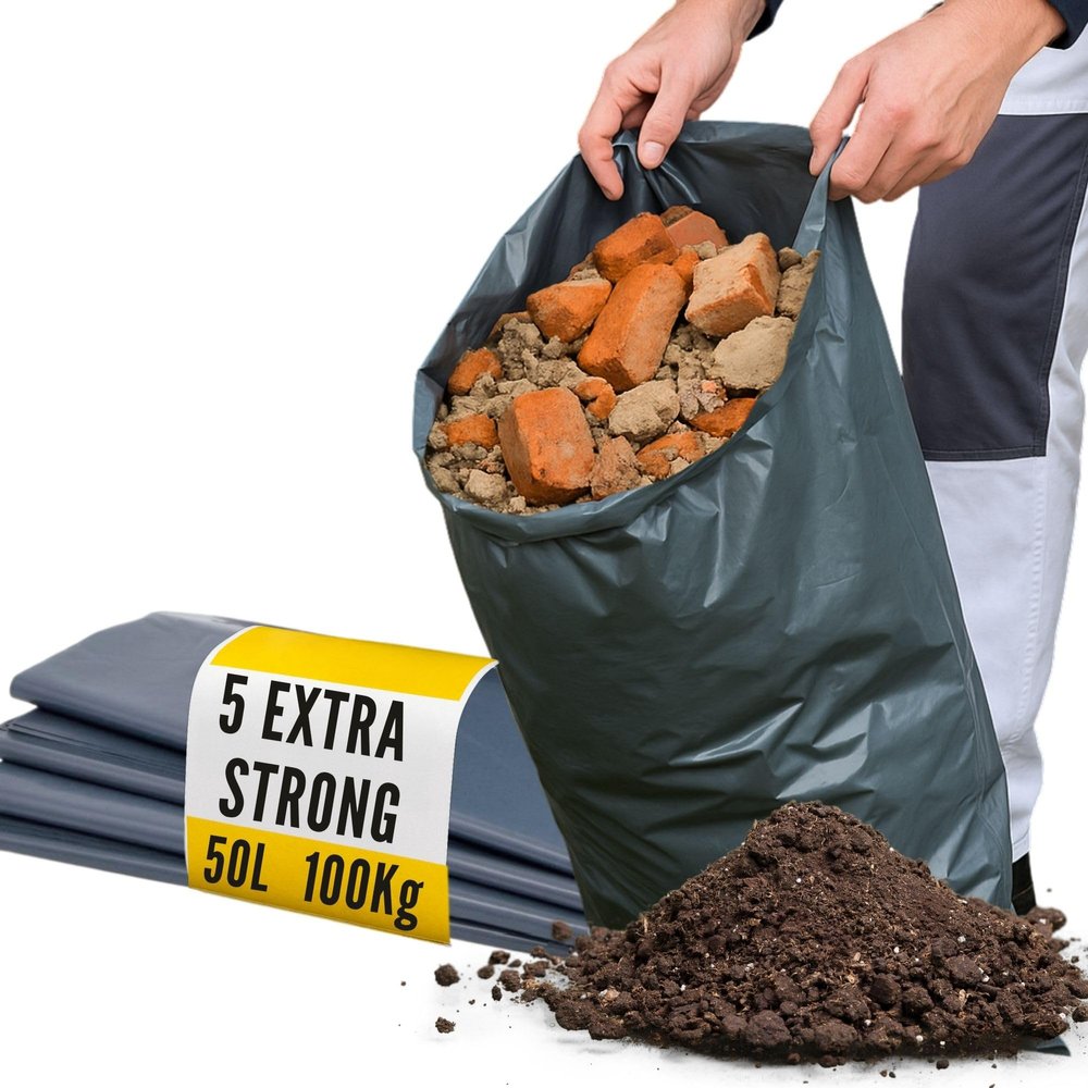 Extra Strong Heavy Duty Rubble Sacks - 80 L capacity - 5 Rubble Bags - 100Kg