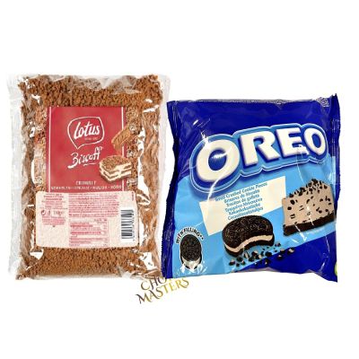 Dessert and Baking Ultimate Cookie Crumble Bundle Gift Set - Lotus Biscoff Crushed Speculous Biscuit Crumbs 750g and Oreo Vanilla Flavour Small Crushed Cookie Pieces 400g (with Filling)