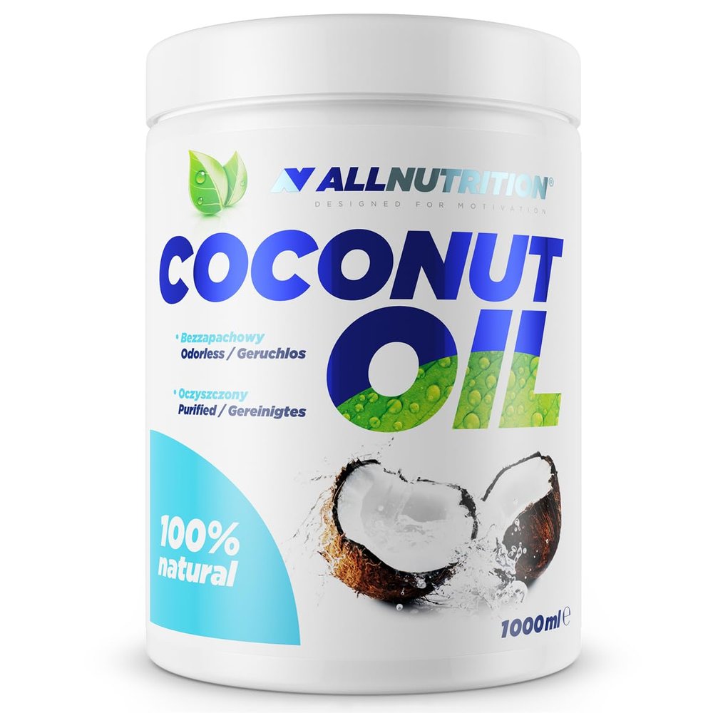 ALLNUTRITION Coconut Oil Unrefined Extra Virgin Beautiful Intense Scent Source of Energy Vitamins B2 B6 C E Folic Acid Potassium Iron for Baking Frying 1l Bottle