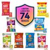 74 Walkers Crisps Bundle Quavers Cheese Baked Variety Smiths Sunbites Prawn Salt view 1