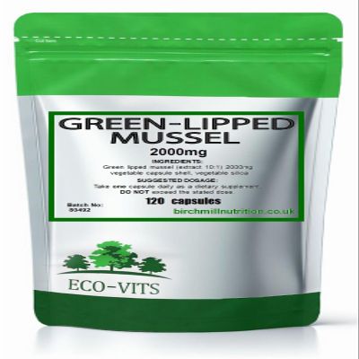 ECO-VITS Green Lipped Mussel (2000mg) 120 caps, Recyclable Packaging. Sealed Pouch. Joint & Mobility Support Supplement, Reduces Stiffness & Discomfort, Anti-Inflammatory, Omega-3 Rich