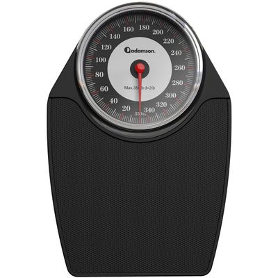 Adamson A24 Scales for Body Weight - Up to 350 LB - New Version - Anti-Skid Rubber Surface Extra Large Numbers - High Precision Bathroom Scale Analog - Durable with 20-Year assurance - Black