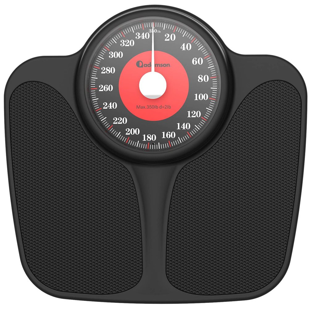 Adamson A23 Scales for Body Weight - Up to 350 LB - New Version - Anti-Skid Rubber Surface Extra Large Numbers - High Precision Bathroom Scale Analog - Durable with 20-Year assurance
