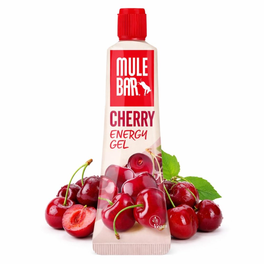 Mulebar - Sport Energy Gel - Cherry - 37g - Vegan - Gluten-Free - Antioxidant - Resealable and Reusable Tube