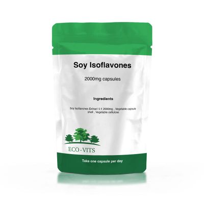 ECO-VITS Soy ISOFLAVONES (2000MG) 60 CAPS. Recyclable Packaging. Sealed Pouch