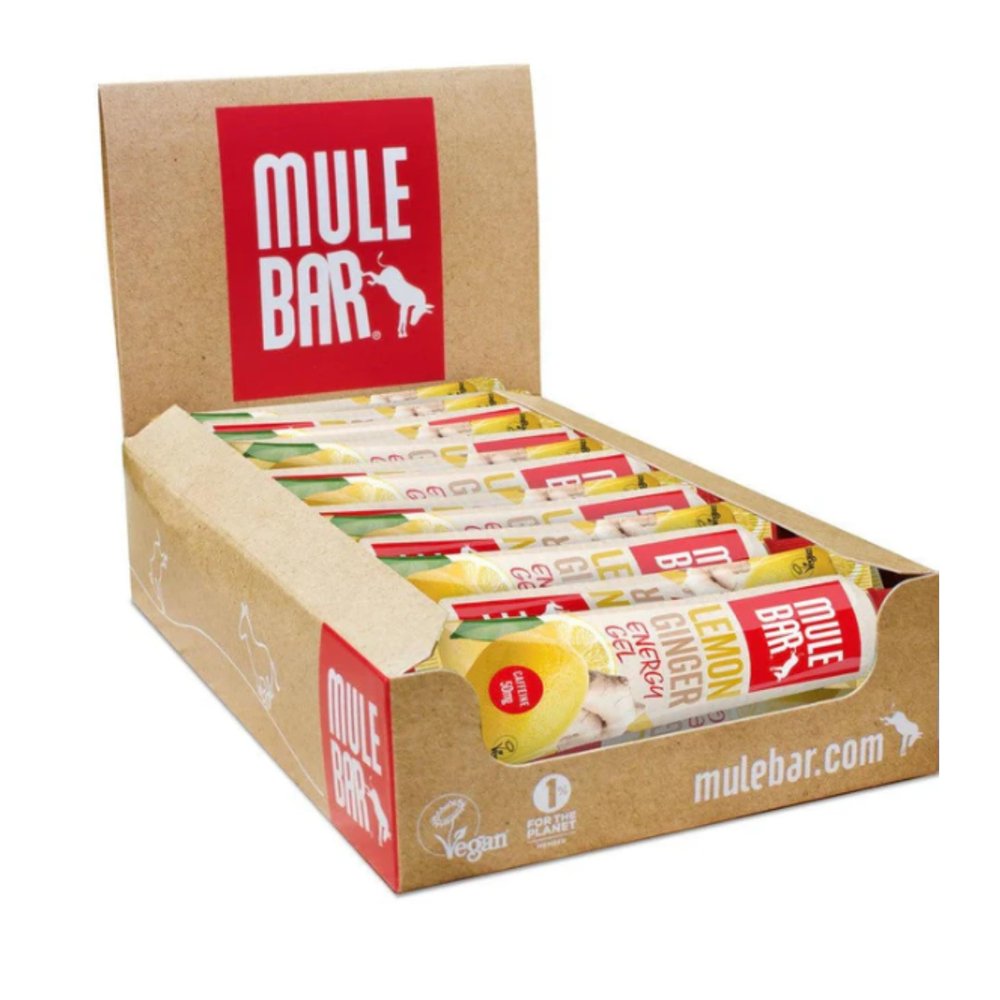 MULEBAR - Box of 24 Energy Gels - Lemon - Antioxidant - Energizing - 2 IN 1 - Pure or Diluted Gel - Easy to Digest - Gluten Free - 100% Natural and Vegan - 37gr