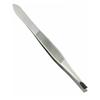 Silver eyebrow plucking tweezers slant tip for chin hair and eyelash lifting view 1