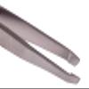 Silver eyebrow plucking tweezers slant tip for chin hair and eyelash lifting view 2