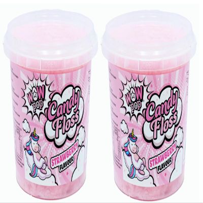 Candy Floss Just Pink Selection Pack 2 x 50g Tubs Strawberry Flavour with a Chilling Unicorn Design Great for Birthday Party, Weddings or just Summer Fun!