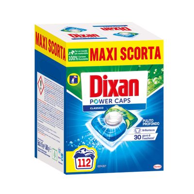 Dixan Powercaps Washing Machine Detergent Capsules, 112 Washes - 1680g, Unscented, Chlorine Free