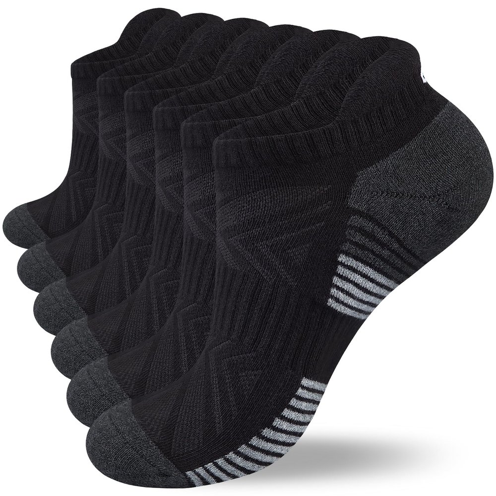 Lapulas Ankle Socks Thick Cushioned Trainer Mens Sports Cotton Running Women Low Cut Breathable Athletic Sock (6 Pairs)